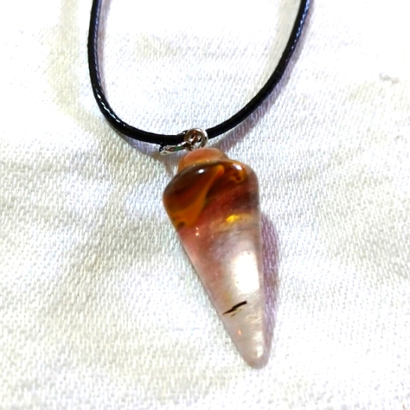 Jewelry - Volcano cherry quartz pendant necklace charm pendulum handmade jewelry gem